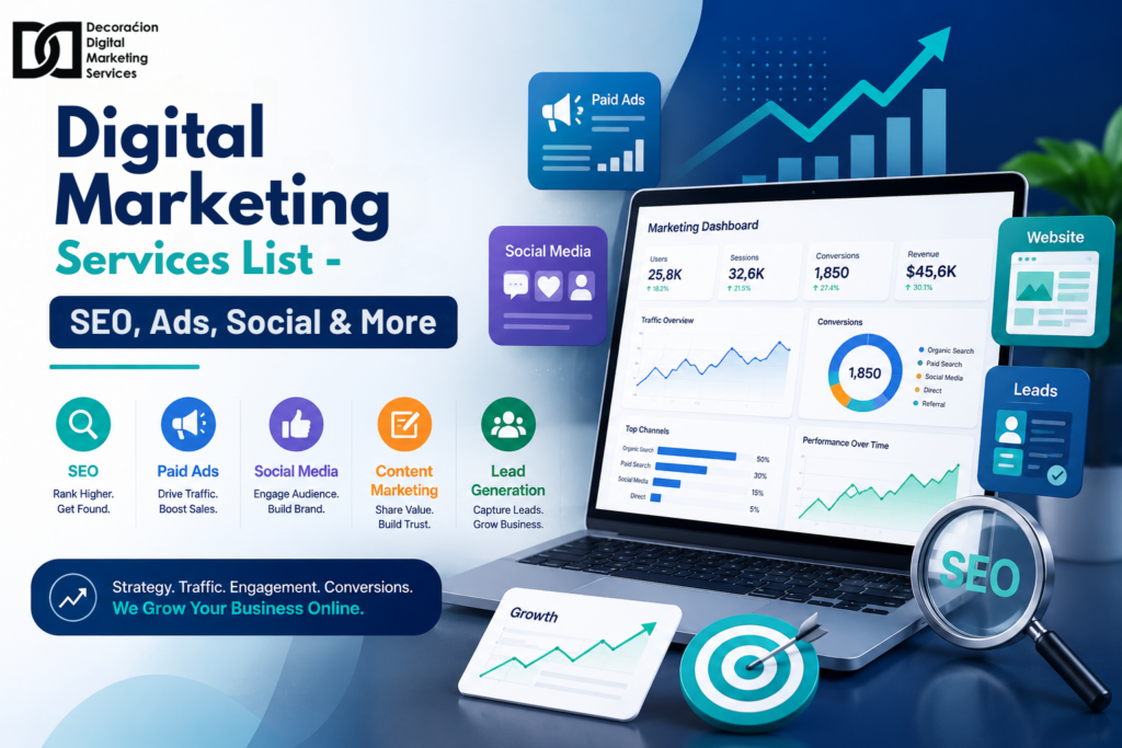 Digital Marketing Services List: SEO, Ads, Social & More - DDMS